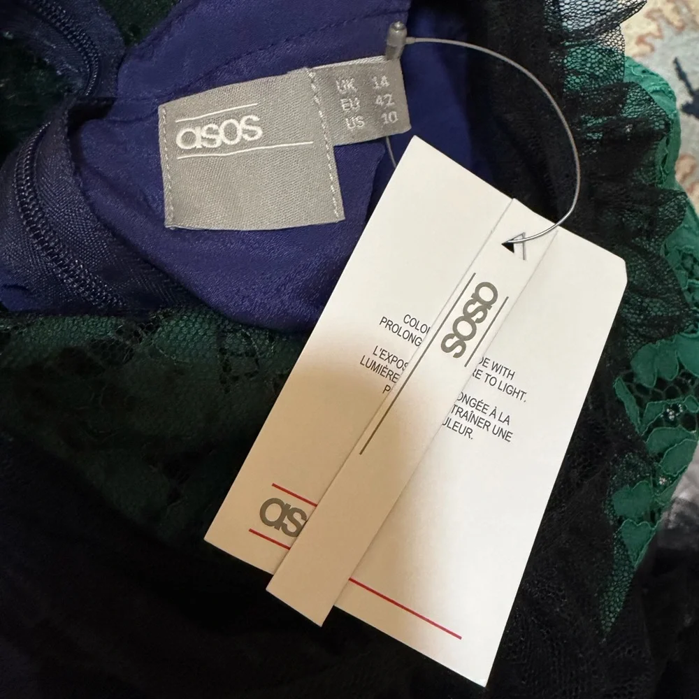 ASOS MWT mixed texture dress green/purple/black size 10 - Picture 6 of 6